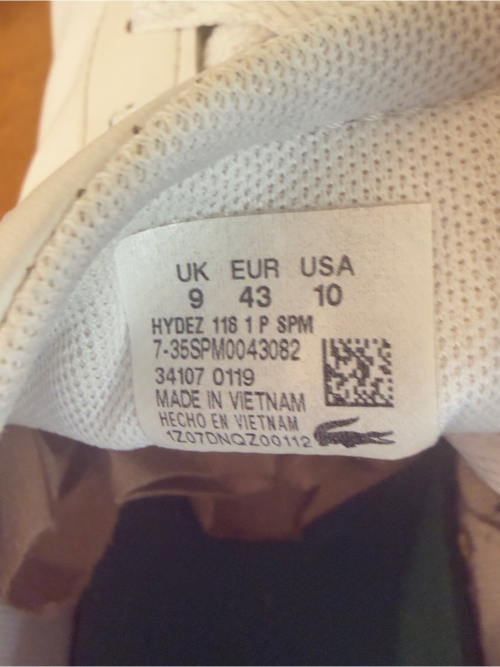 Lacoste White Leather Hydez Low-Top Sneakers Green Croc Logo Men’s 10 - Picture 13 of 16